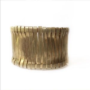 Gold Tone Wide Cuff Statement Bracelet